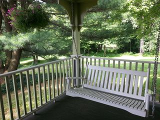 swinging bench seat on an American front porch