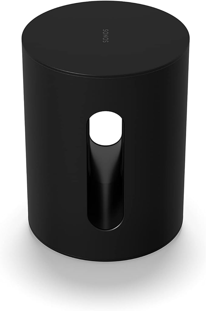 A photo of a black Sonos Sub Mini