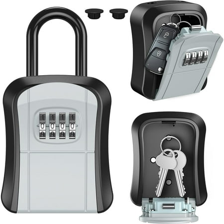 Key Lock Box Portable Combination Lockbox Wall-Mounted Key Storage Box for House Keys, Resettable Code Safe Security Lock Box for Home Office Apartment Spare Key Storage