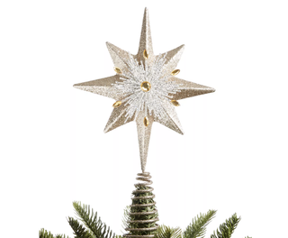 Sparkling gold star Christmas tree topper from Macy's.