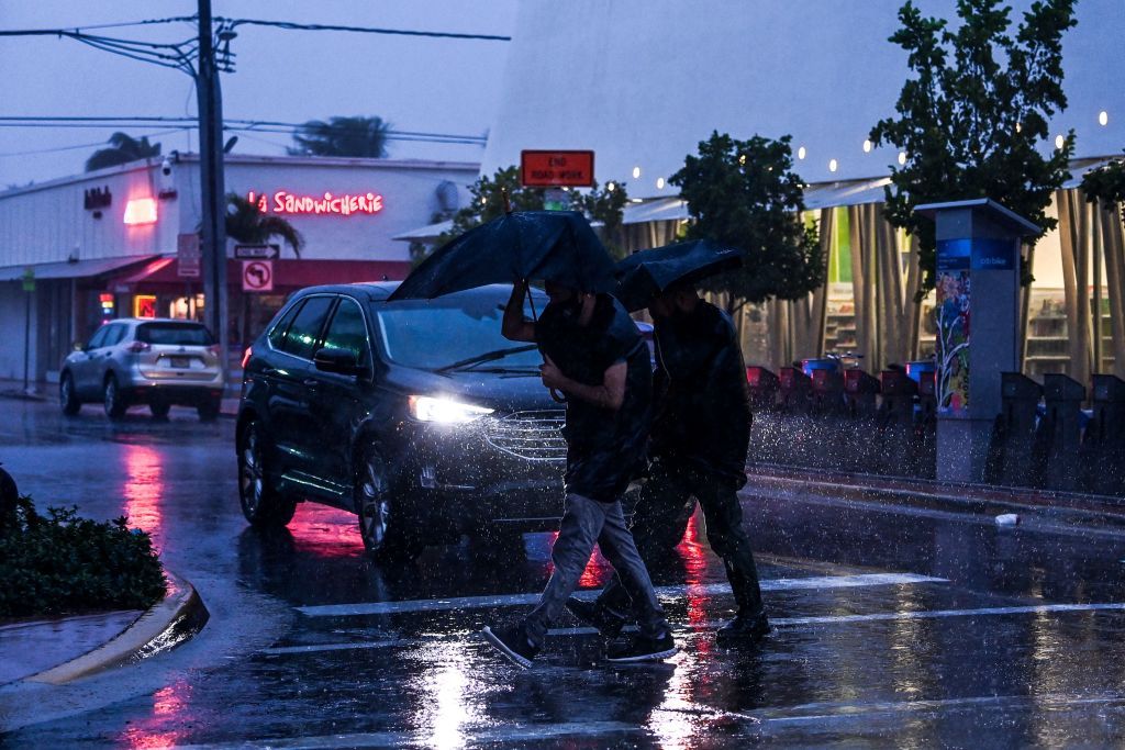 Heavy rain in in Miami, Florida