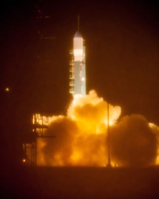 The United Launch Alliance Delta II rocket carrying the Joint Polar Satellite System-1 (JPSS-1) weather satellite for NASA and NOAA lifts off from Space Launch Complex 2 at Vandenberg Air Force Base, California on Nov. 18, 2017.