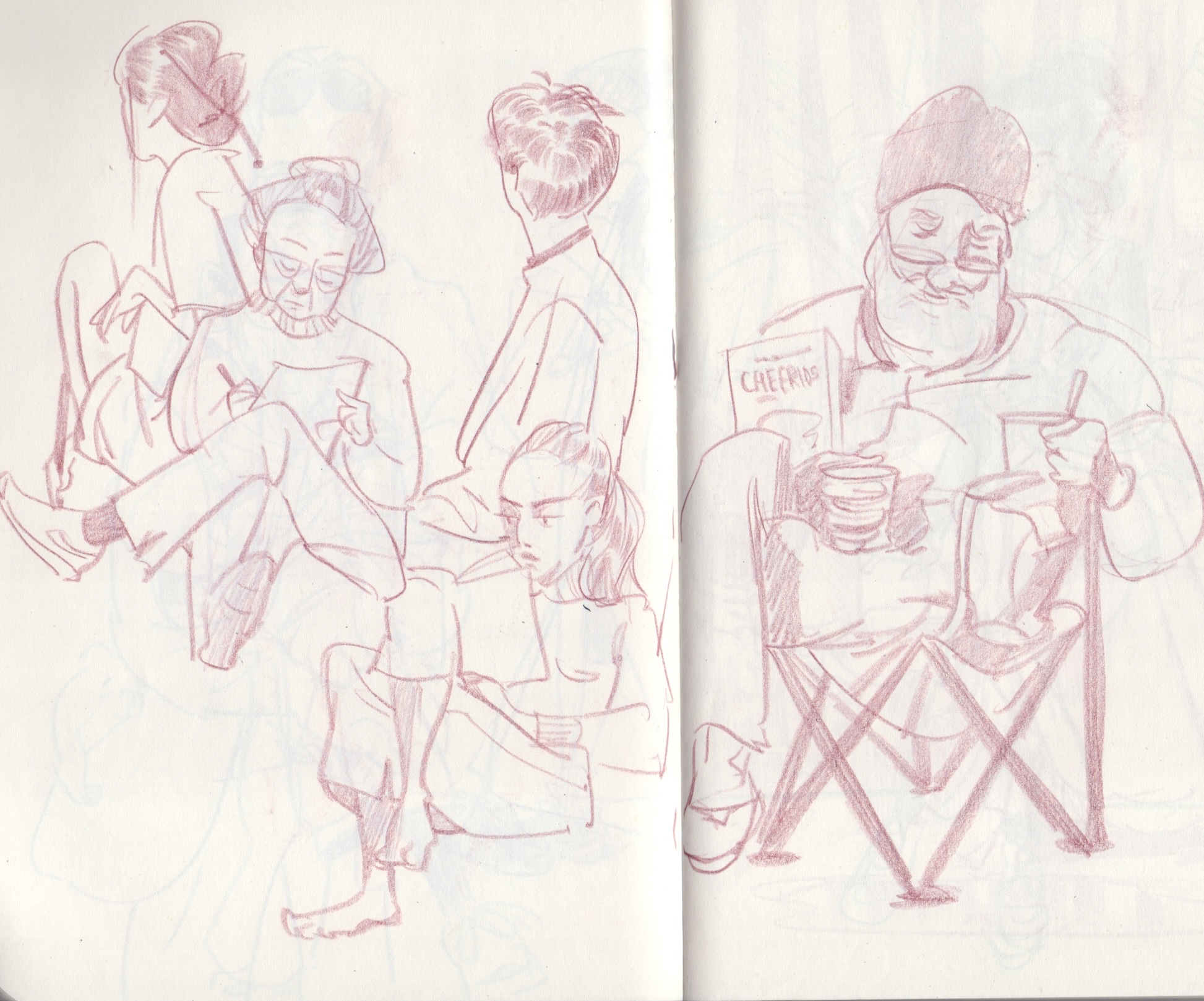 Artist sketchbook, drawings in a sketchbook