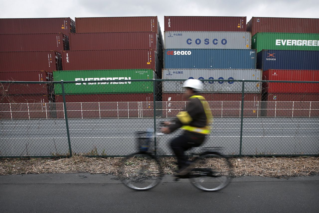 Shipping containers lined up