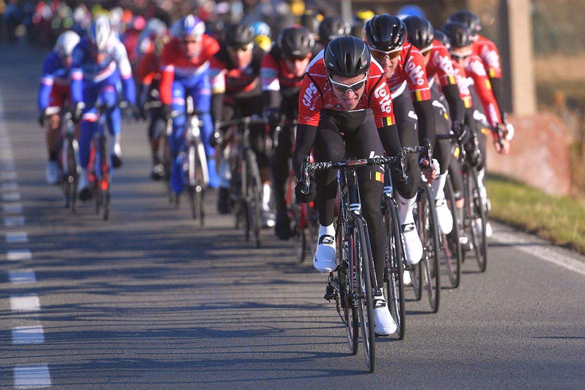 Tiesj Benoot at the head of the Lotto Soudal arrow