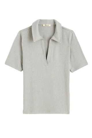 Madewell Drapey Rib Short-Sleeve Polo Top (Was $38) 