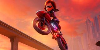 Elastigirl rides motorcycle Incredibles 2