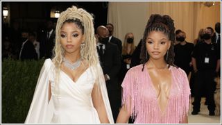 Chloe Bailey and Halle Bailey attend The 2021 Met Gala Celebrating In America: A Lexicon Of Fashion at Metropolitan Museum of Art on September 13, 2021 in New York City.