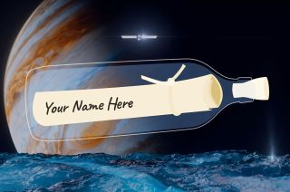 The "Message in a Bottle" campaign offers everyone the opportunity to have their name stenciled onto a microchip that will fly aboard NASA's Europa Clipper spacecraft to Jupiter and its moon Europa along with U.S. Poet Laureate Ada Limón's "In Praise of Mystery: A Poem for Europa."