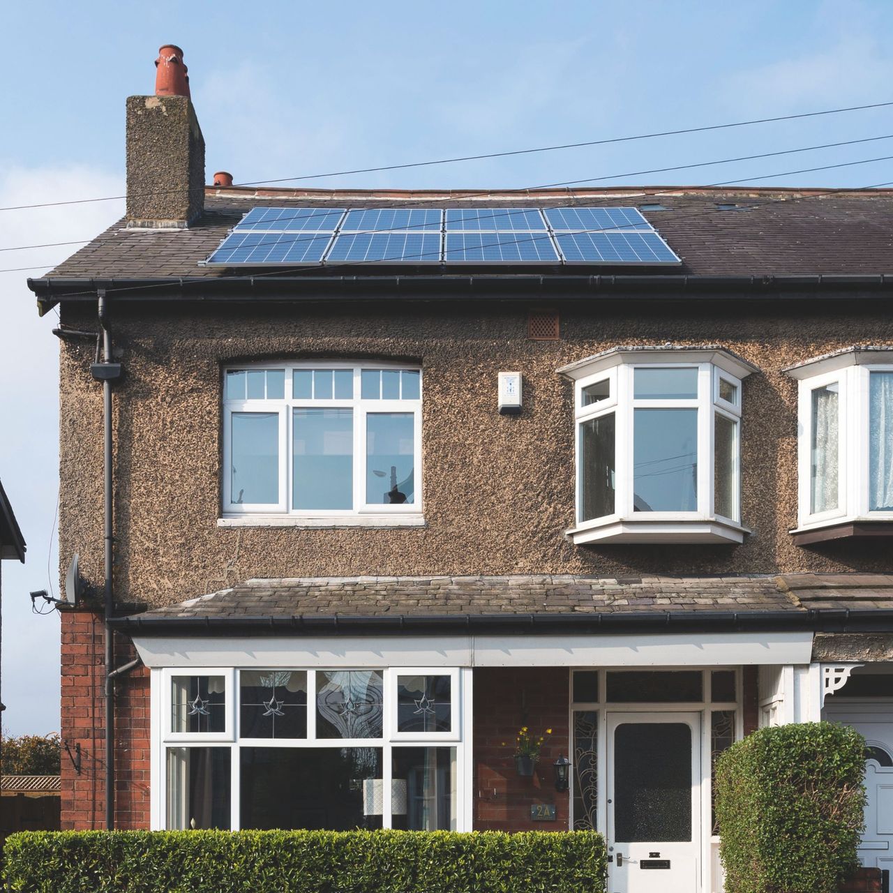 Solar panels on the roof on a semi-detached house