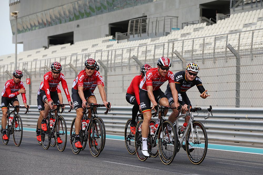 Andre Greipel leads the Lotto Soudal ride