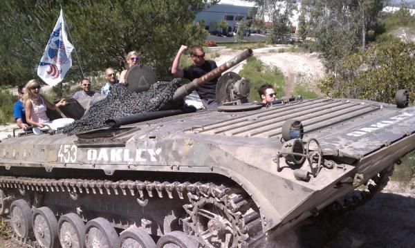 Highlight of the Oakley tour had to be the tank rides! How many companies own a tank?