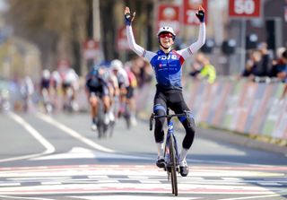 Italy's Marta Cavalli crosses the finish line to win the Women's 56th Amstel Gold Race