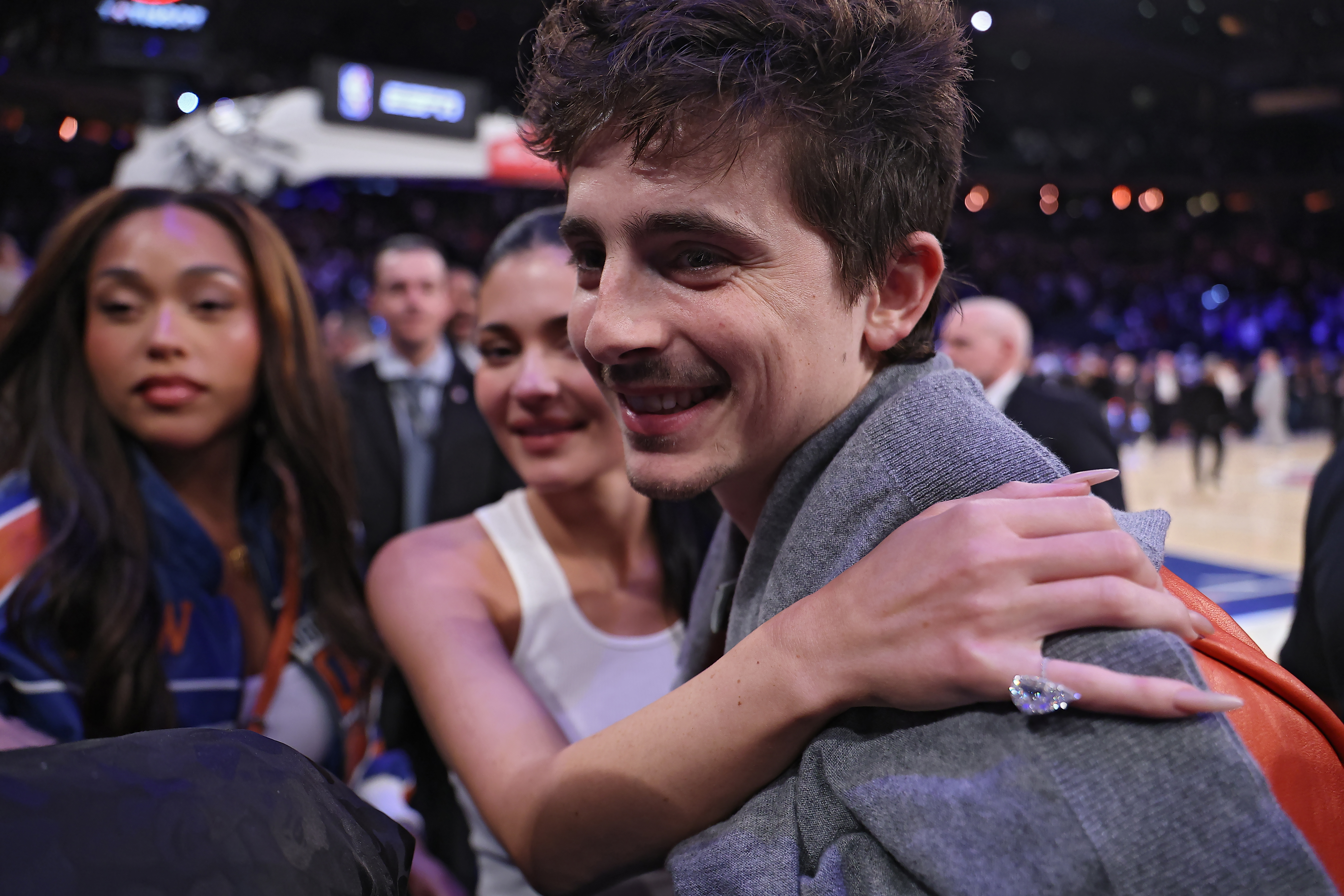 Kylie Jenner and Timothee Chalamet attend the Knicks game