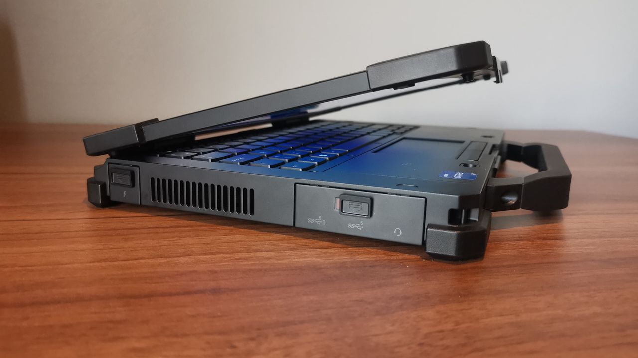 A photograph of the Dell Latitude 7330 Rugged Extreme on a table