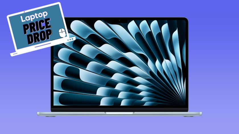 Sky blue M4 MacBook Air against blue gradient background with price drop deals badge