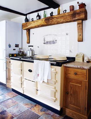 Large Aga range cooker in Yorkshire farmhouse kitchen