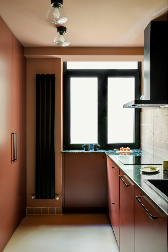 A kitchen in fall inspired tiles