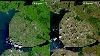 The Netherlands looked very different from space in the summer of 2021.