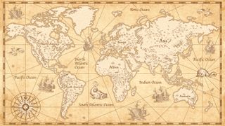 A vintage style map of the world