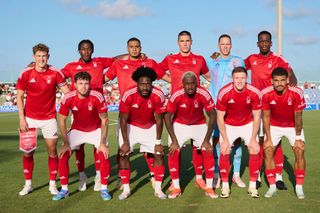 Nottingham Forest squad for 2024/25 MURCIA, SPAIN - JULY 26: The Nottingham Forest team line up for a photo prior to kick off the pre-season friendly match between Nottingham Forest and Elche CF at Pinatar Arena Stadium on July 26, 2024 in Murcia, Spain. (Photo by Francisco Macia/Quality Sport Images/Getty Images)