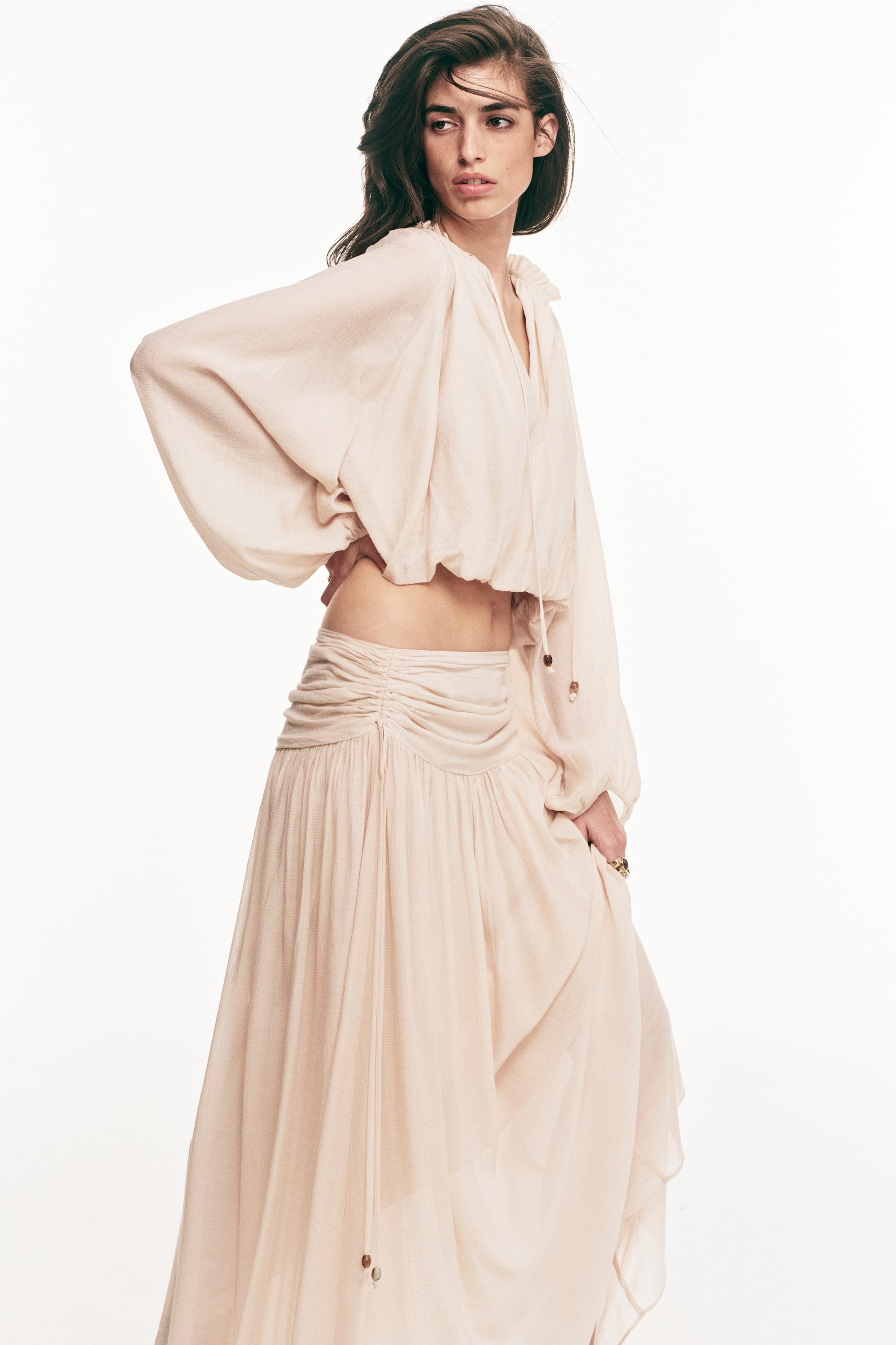 Gathered Cr&amp;ecirc;pe Skirt