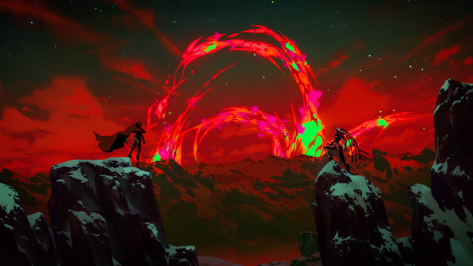 Screens from Warframe animation Jade Shadows