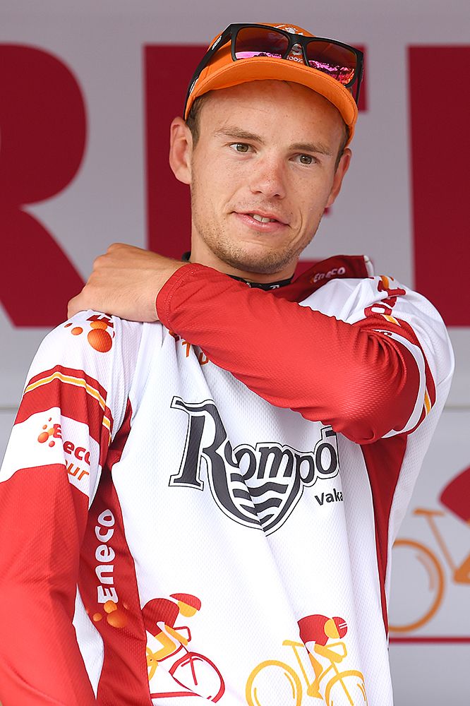 Jesper Asselman (Team Roompot) wears the Eneco Tour leader's jersey