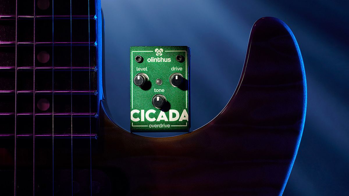 A photo of the Olinthus Cicada overdrive, touted as the world&#039;s smallest effect pedal