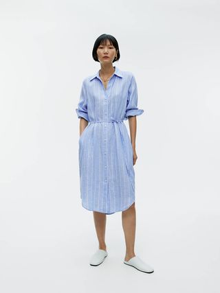 Linen Shirt Dress - Blue - Arket Gb