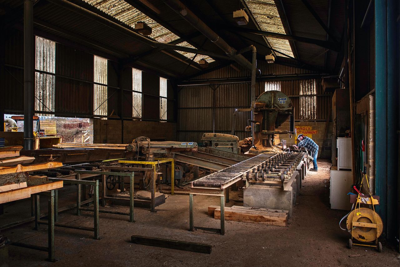 Inside the sawmill at The Sandringham Estate, Norfolk. Photo by Simon buck for Country Life.