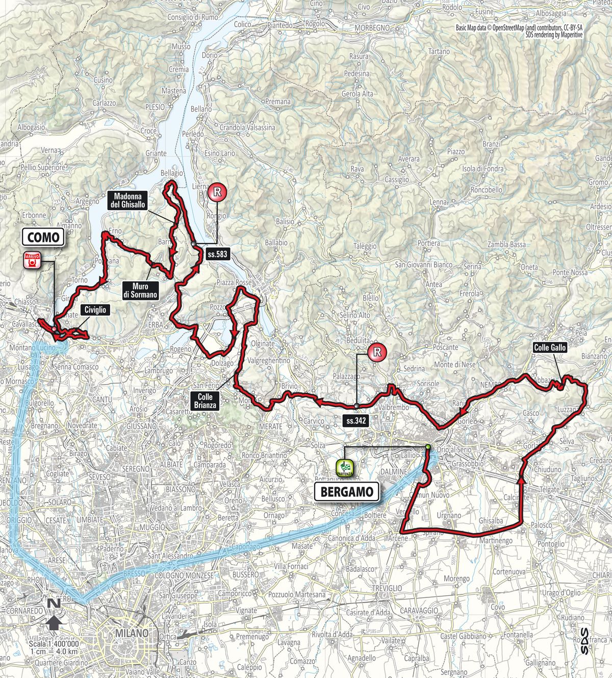 The route of the 2018 edition of Il Lombardia.