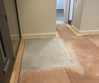 plywood subfloor next to Karndean flooring