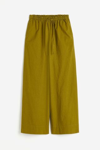 Wide Linen-Blend Trousers