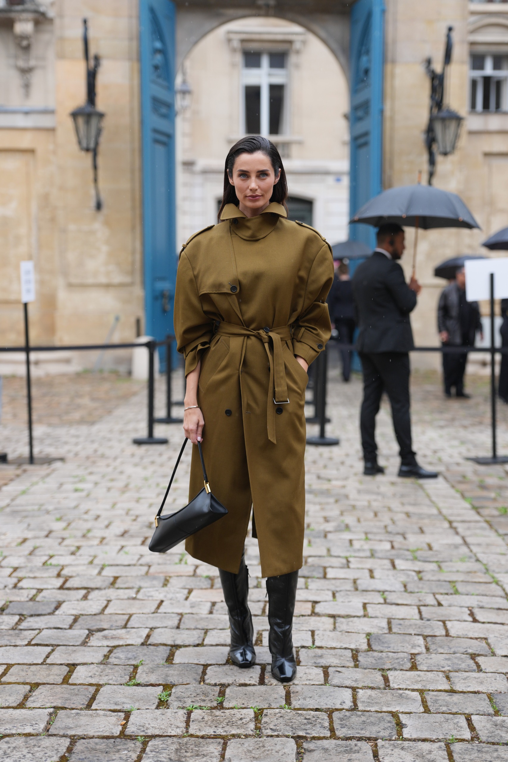 French girls wearing trench coats for fall at Paris Fashion Week