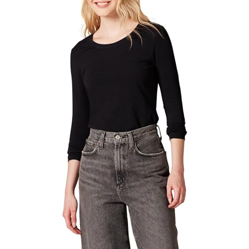 Amazon Essentials Women's Regular-Fit Long-Sleeve Crewneck T-Shirt (available in Plus Size), Black, 6x