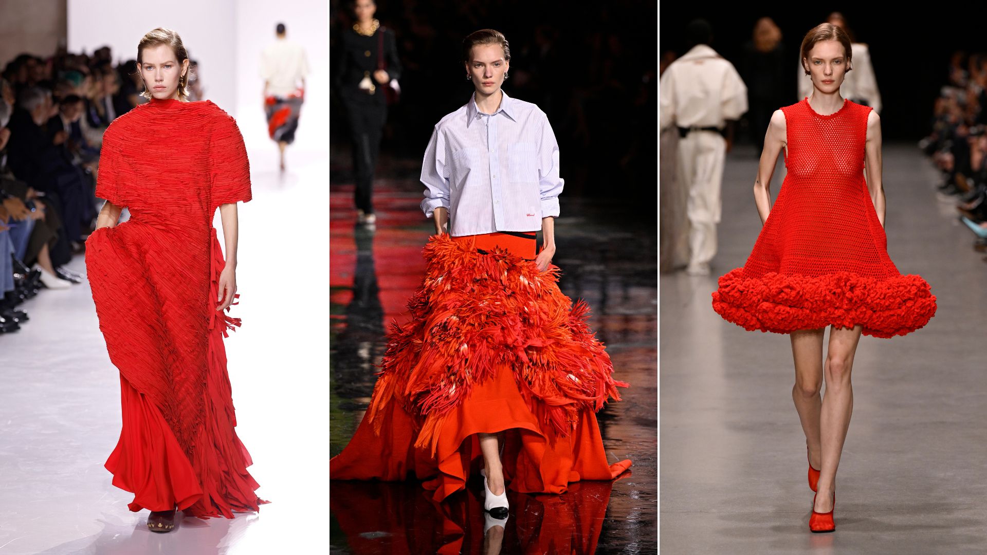 Models wear spring summer fashion colour trends down the runway