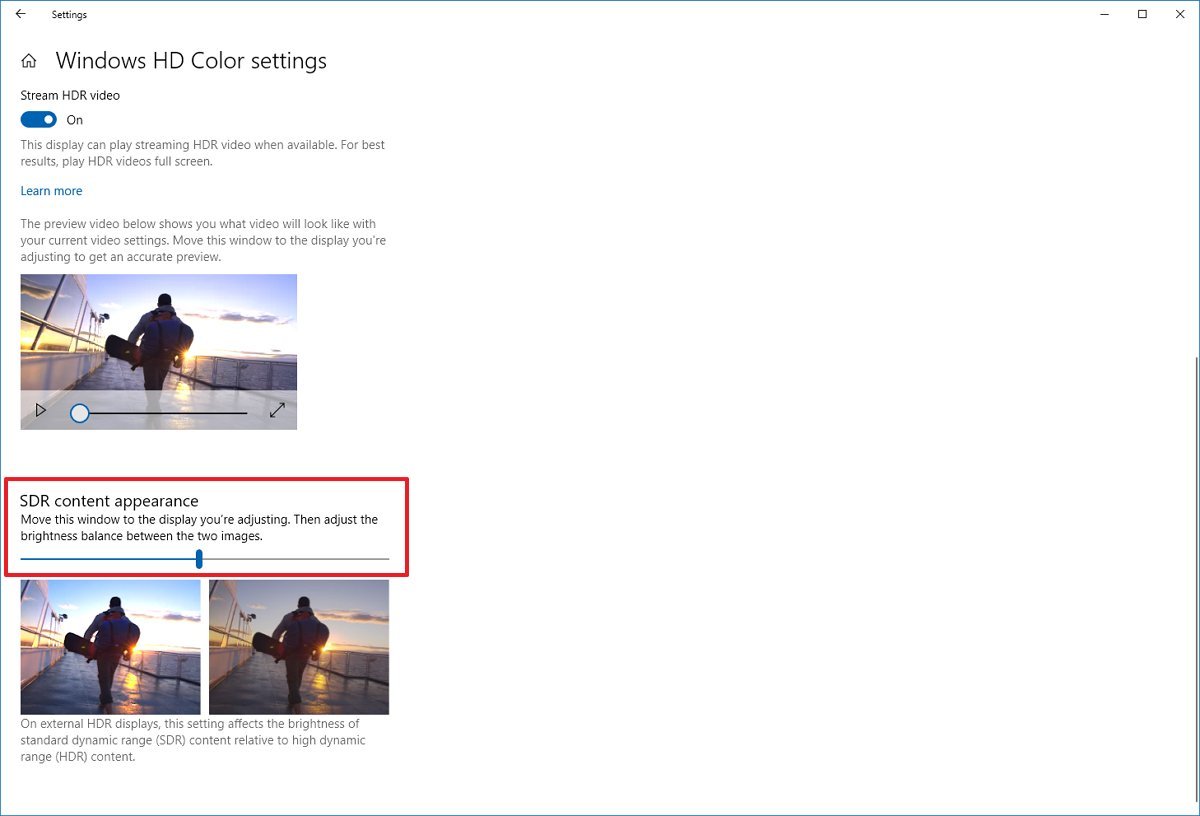 SDR Content Brightness on Windows 10
