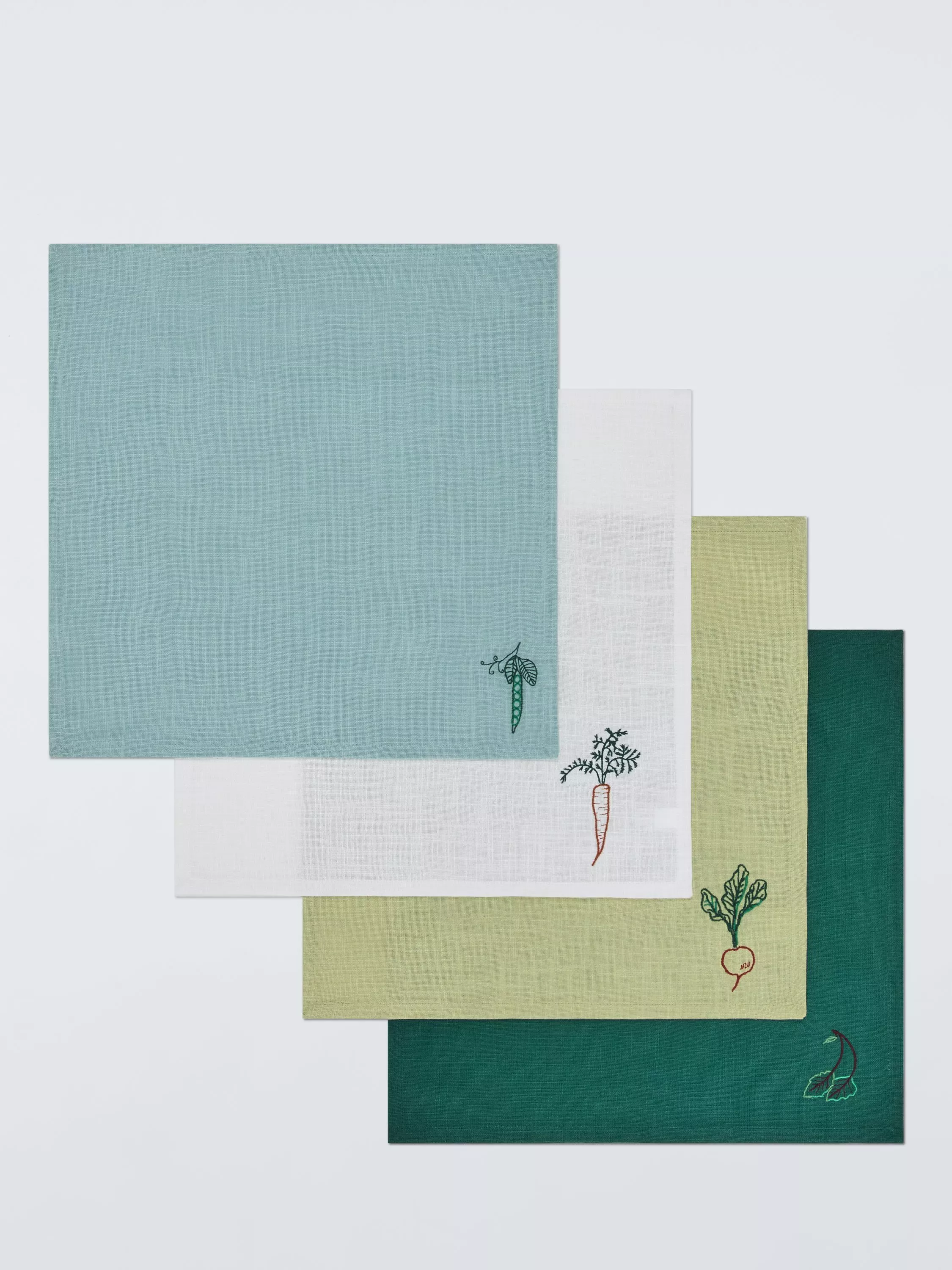 John Lewis X Deliciously Ella Embroidered Cotton Napkins, Set of 4