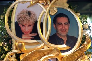 Gold photos of Princess Diana and Dodi Al-Fayed at Harrods