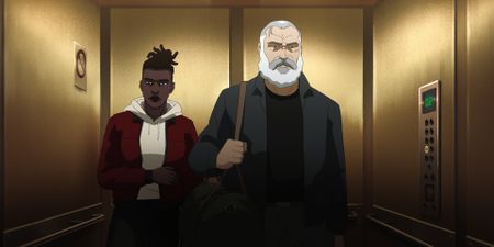 Splinter Cell: Deathwatch characters stand side-by-side in an elevator 