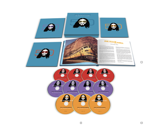 A photo showing the contents of Phil Manzanera's 50 Years of Music boxset