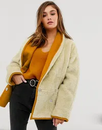 ASOS DESIGN teddy coat with shawl collar in cream | was £65.00 | now £26.00 at ASOS