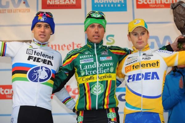 GVA Trophy Podium: Zdenek Stybar, Sven Nys, Kevin Pauwels