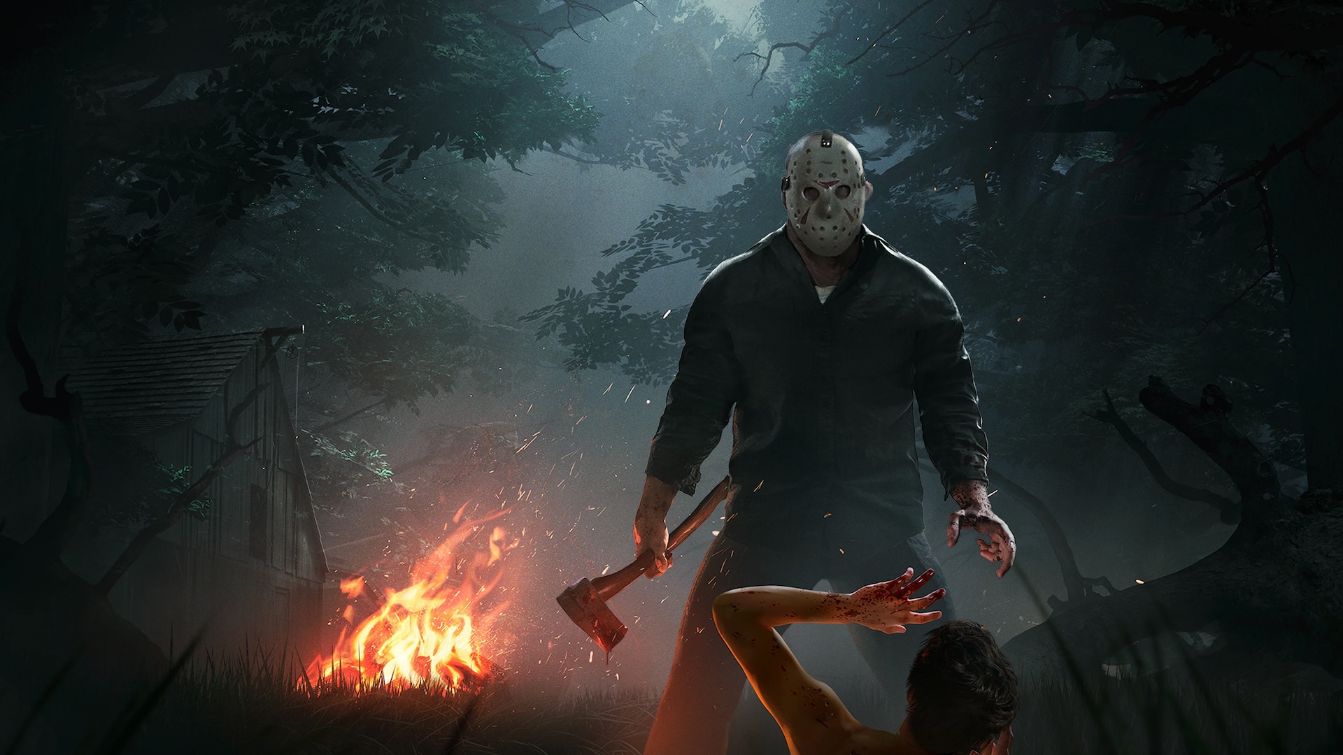 The Friday the 13th cover art showing Jason standing over a victim whilst wielding an axe 