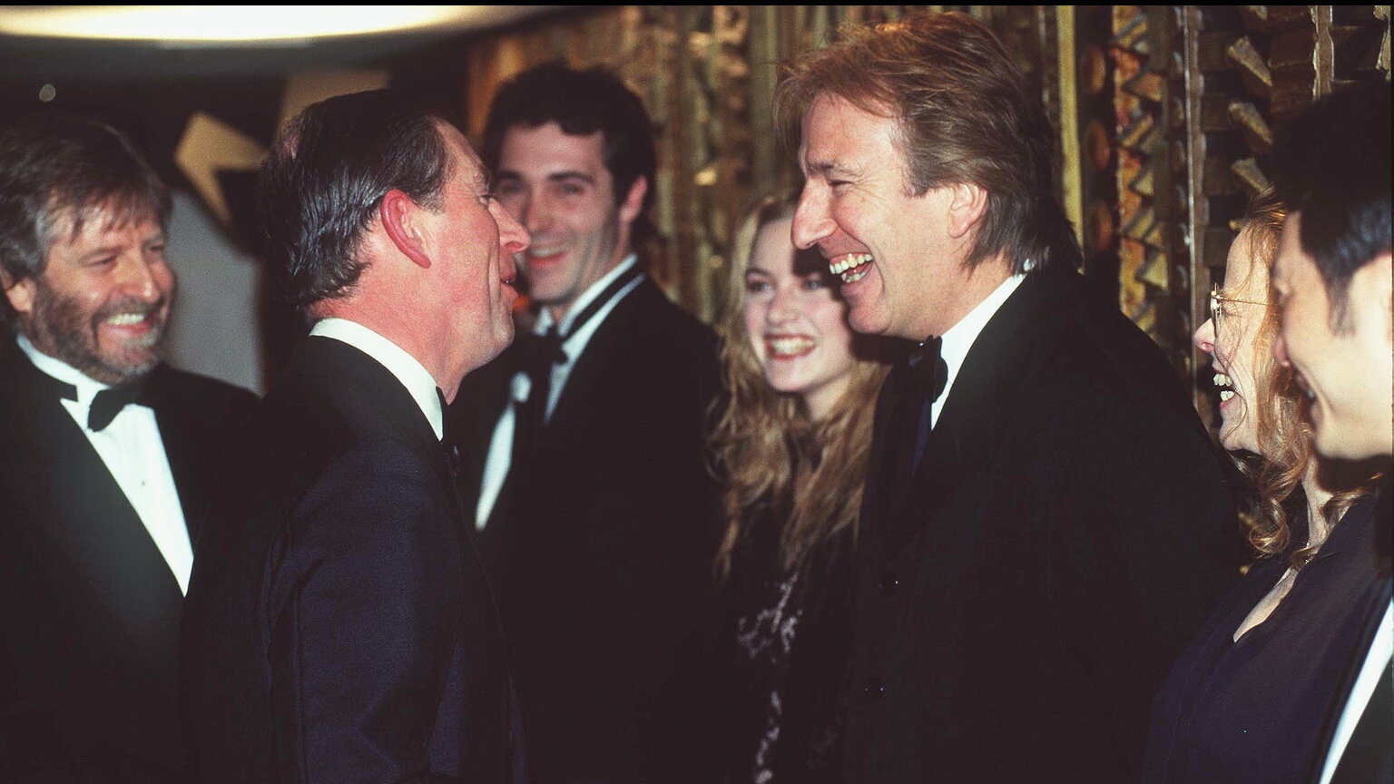King Charles talks to the cast at the Sense and Sensibility premiere, including Alan Rickman and Kate Winslet