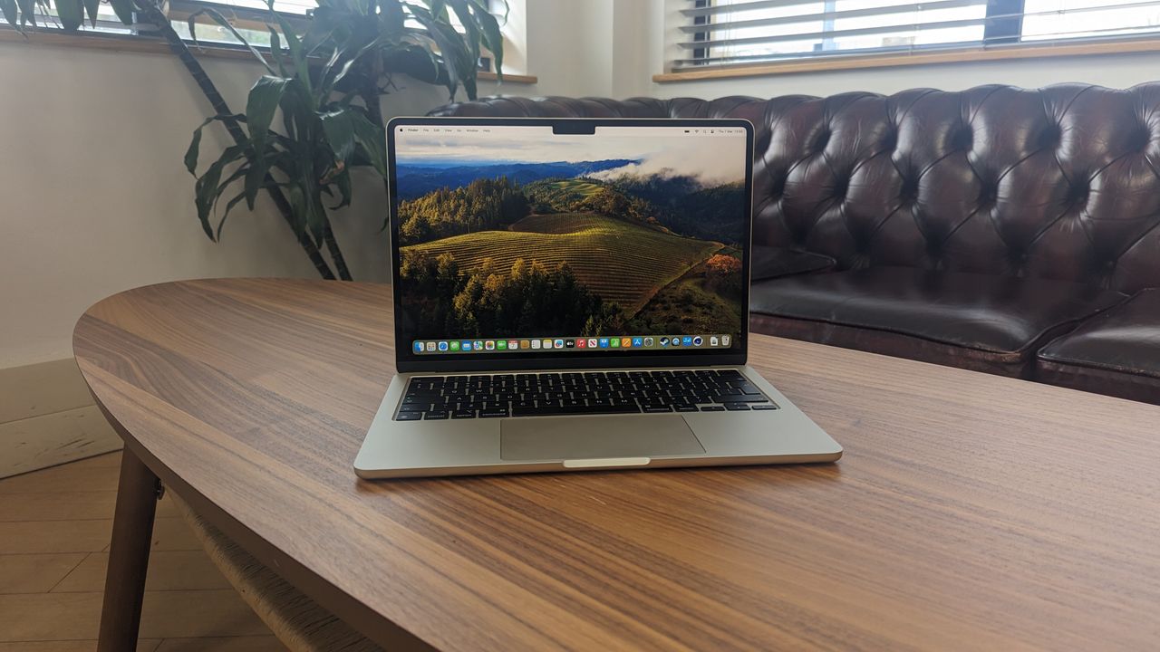 New MacBook Air 13-inch with M3 being used in a cafe