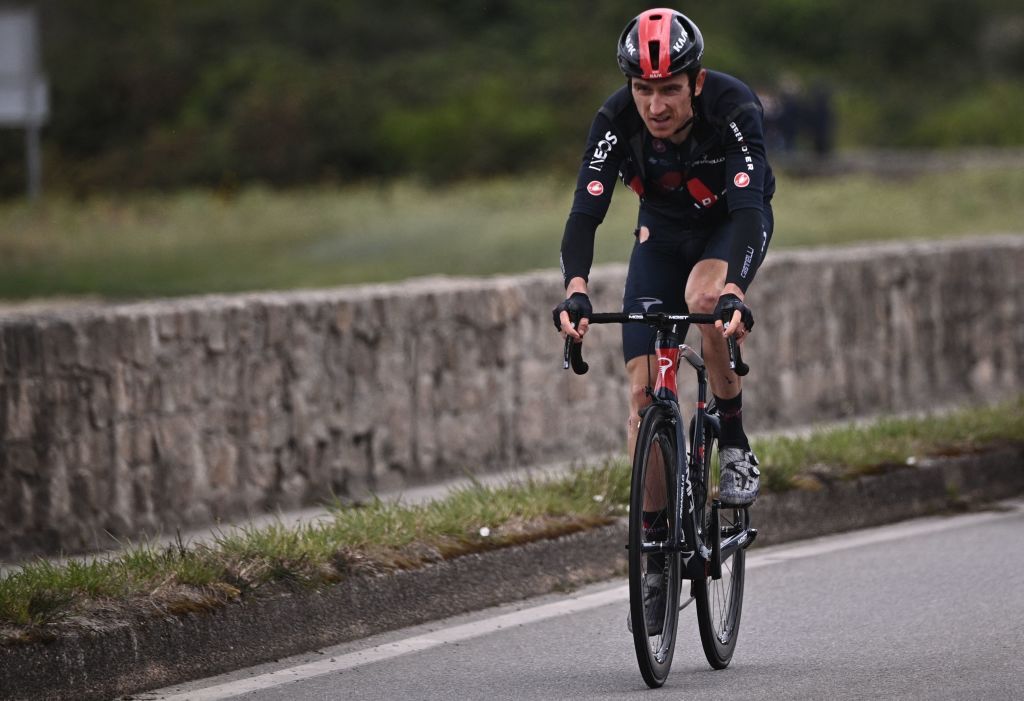 Team Ineos Grenadiers Geraint Thomas of Great Britain rides alone after crashing during the 3rd stage of the 108th edition of the Tour de France cycling race 182 km between Lorient and Pontivy on June 28 2021 Photo by AnneChristine POUJOULAT AFP Photo by ANNECHRISTINE POUJOULATAFP via Getty Images