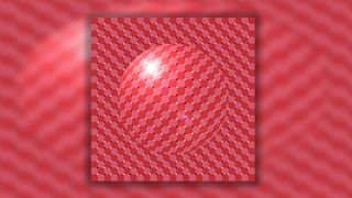 One of the best optical illusions shows a sphere on a square with shapes that appear to be moving but are not