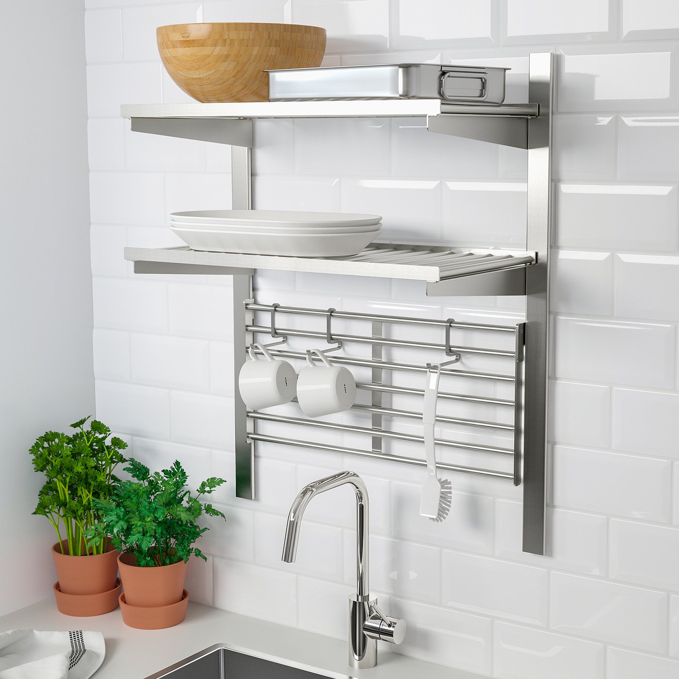 Kungsfors Suspension Rail With Shelf/wll Grid - Stainless Steel
